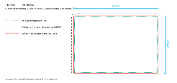 Rectangle label FD-199 dieline