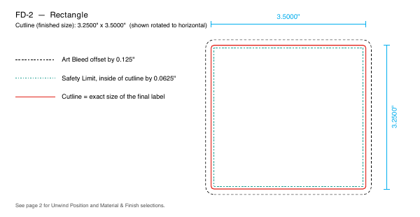 Rectangle label FD-2 dieline