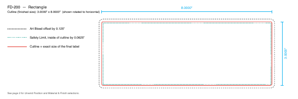 Rectangle label FD-200 dieline