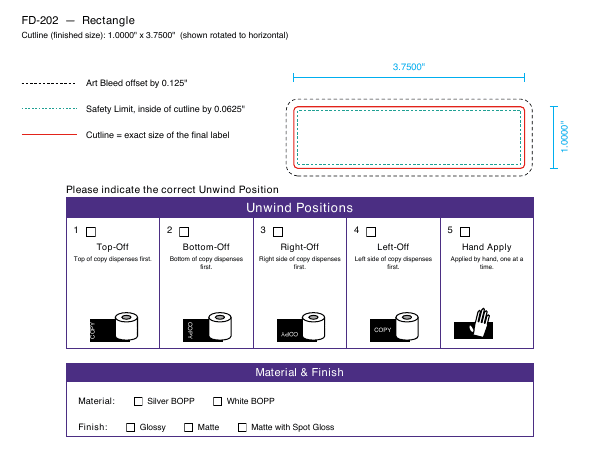 Rectangle label FD-202 dieline