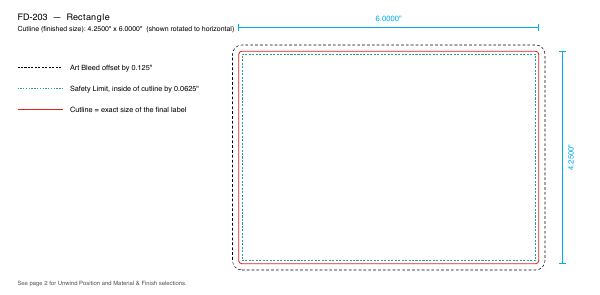 Rectangle label FD-203 dieline