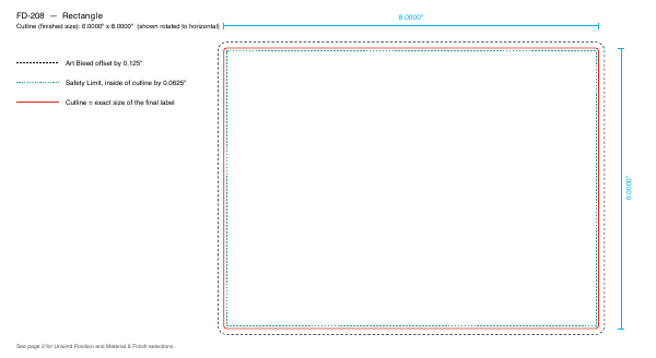 Rectangle label FD-208 dieline