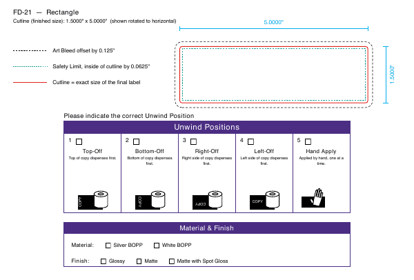 Rectangle label FD-21 dieline