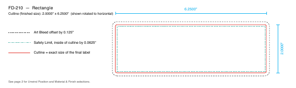Rectangle label FD-210 dieline