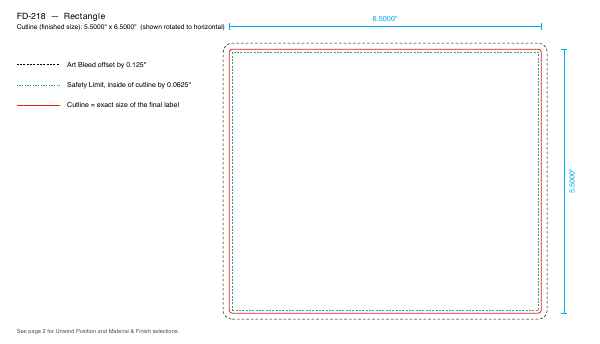 Rectangle label FD-218 dieline