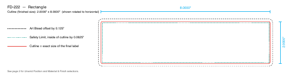Rectangle label FD-222 dieline