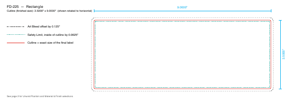 Rectangle label FD-225 dieline