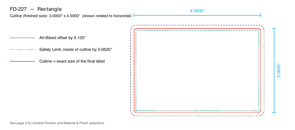 Rectangle label FD-227 dieline