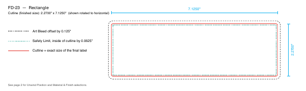 Rectangle label FD-23 dieline