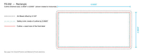Rectangle label FD-232 dieline