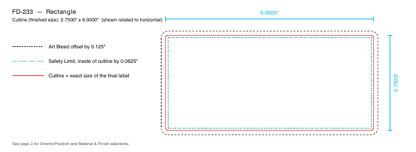 Rectangle label FD-233 dieline