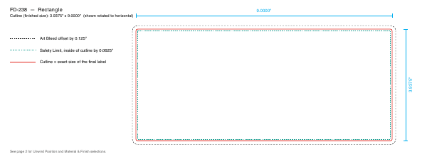 Rectangle label FD-238 dieline