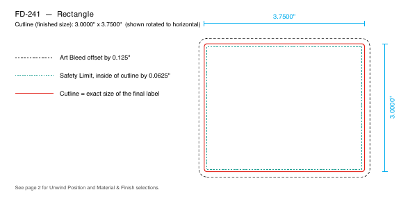 Rectangle label FD-241 dieline