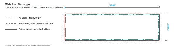 Rectangle label FD-242 dieline