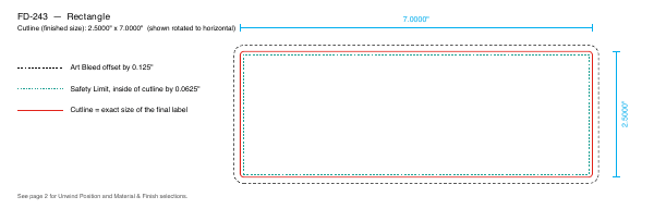 Rectangle label FD-243 dieline