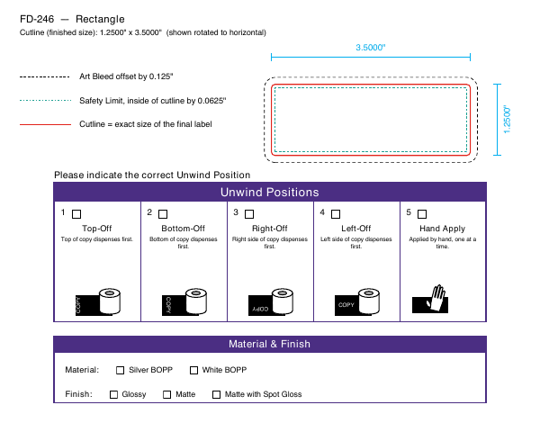 Rectangle label FD-246 dieline