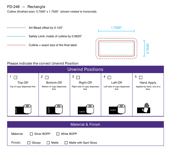 Rectangle label FD-248 dieline