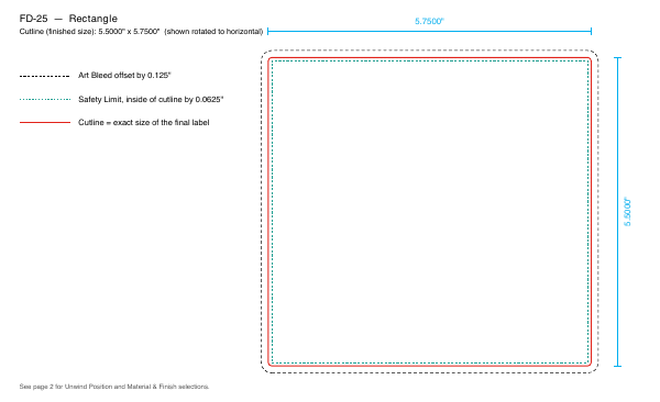 Rectangle label FD-25 dieline