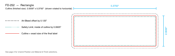 Rectangle label FD-252 dieline