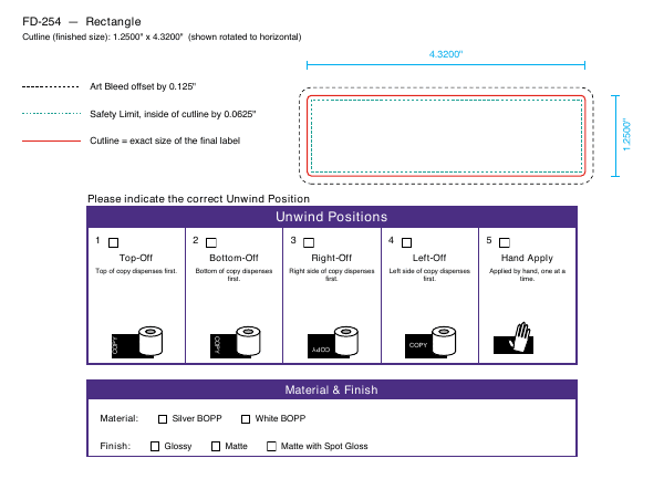 Rectangle label FD-254 dieline
