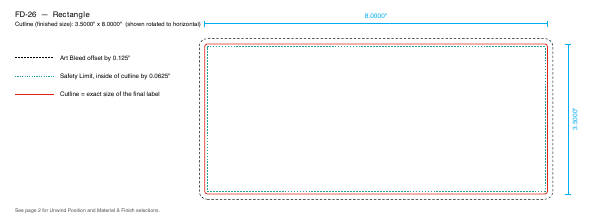 Rectangle label FD-26 dieline