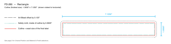 Rectangle label FD-260 dieline