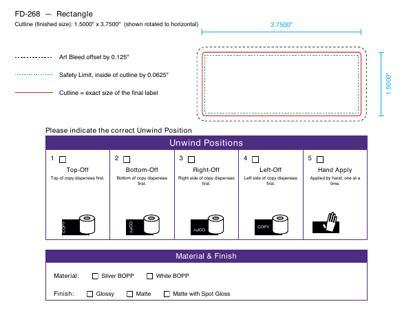 Rectangle label FD-268 dieline