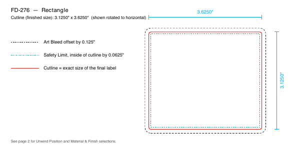 Rectangle label FD-276 dieline