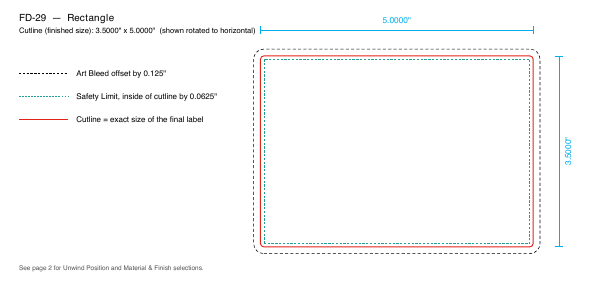 Rectangle label FD-29 dieline