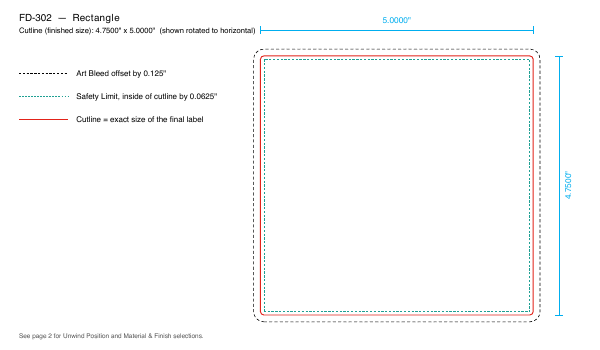 Rectangle label FD-302 dieline