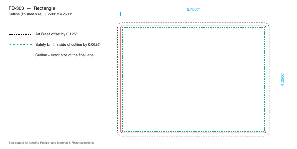 Rectangle label FD-303 dieline