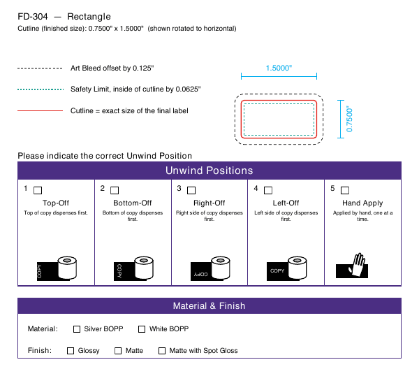 Rectangle label FD-304 dieline