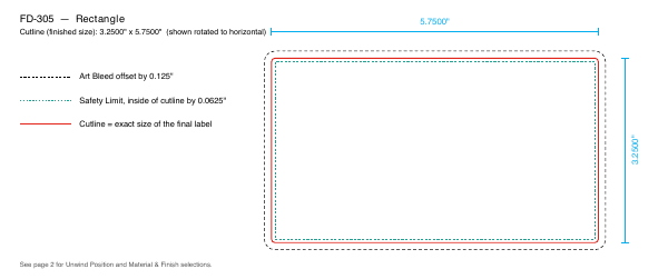 Rectangle label FD-305 dieline