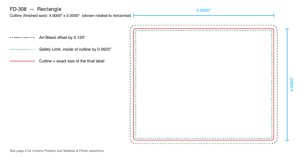 Rectangle label FD-308 dieline