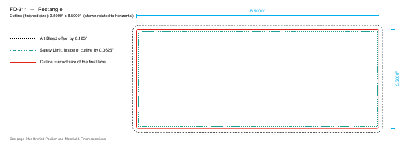 Rectangle label FD-311 dieline