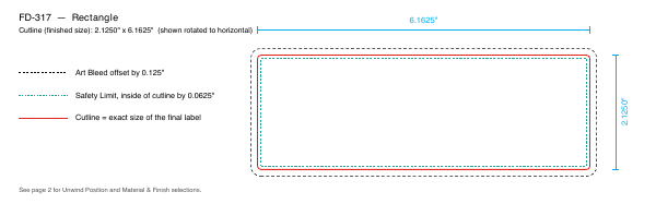 Rectangle label FD-317 dieline