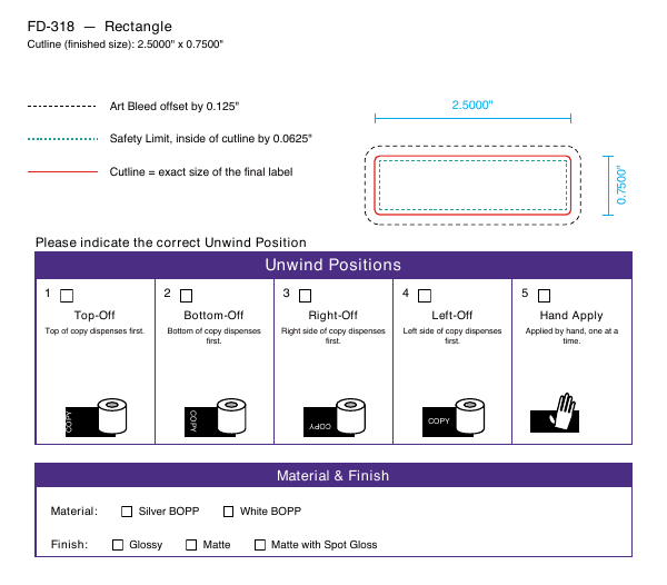 Rectangle label FD-318 dieline