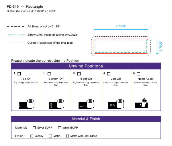 Rectangle label FD-319 dieline