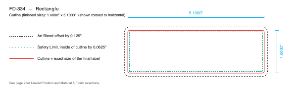 Rectangle label FD-334 dieline
