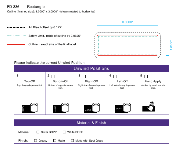 Rectangle label FD-336 dieline