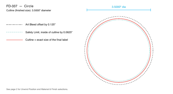 Circle label FD-337 dieline