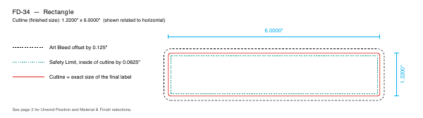 Rectangle label FD-34 dieline