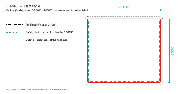 Rectangle label FD-346 dieline