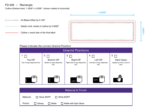 Rectangle label FD-349 dieline