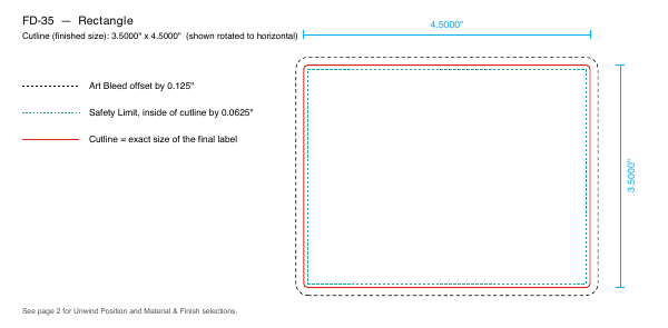 Rectangle label FD-35 dieline