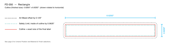 Rectangle label FD-350 dieline