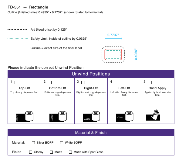 Rectangle label FD-351 dieline