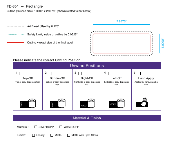 Rectangle label FD-354 dieline