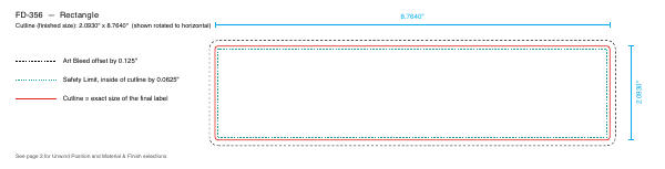 Rectangle label FD-356 dieline