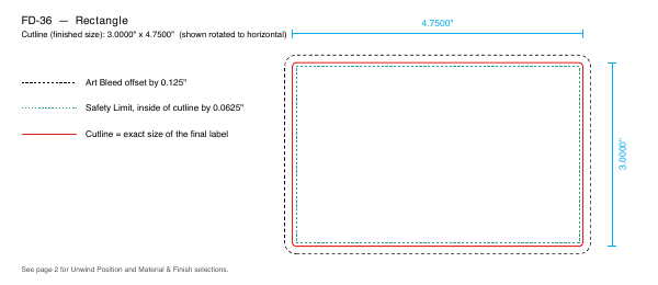 Rectangle label FD-36 dieline